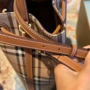 Burberry Tan and Black Plaid Shoulder Bag
